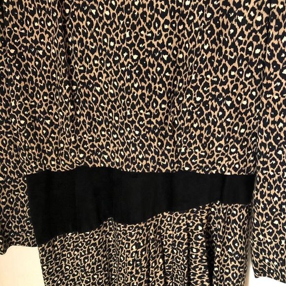 St Gillian Womens Dress Black Leopard Print Ruffles Jewel Neck Long Sleeve 12 - Picture 2 of 8